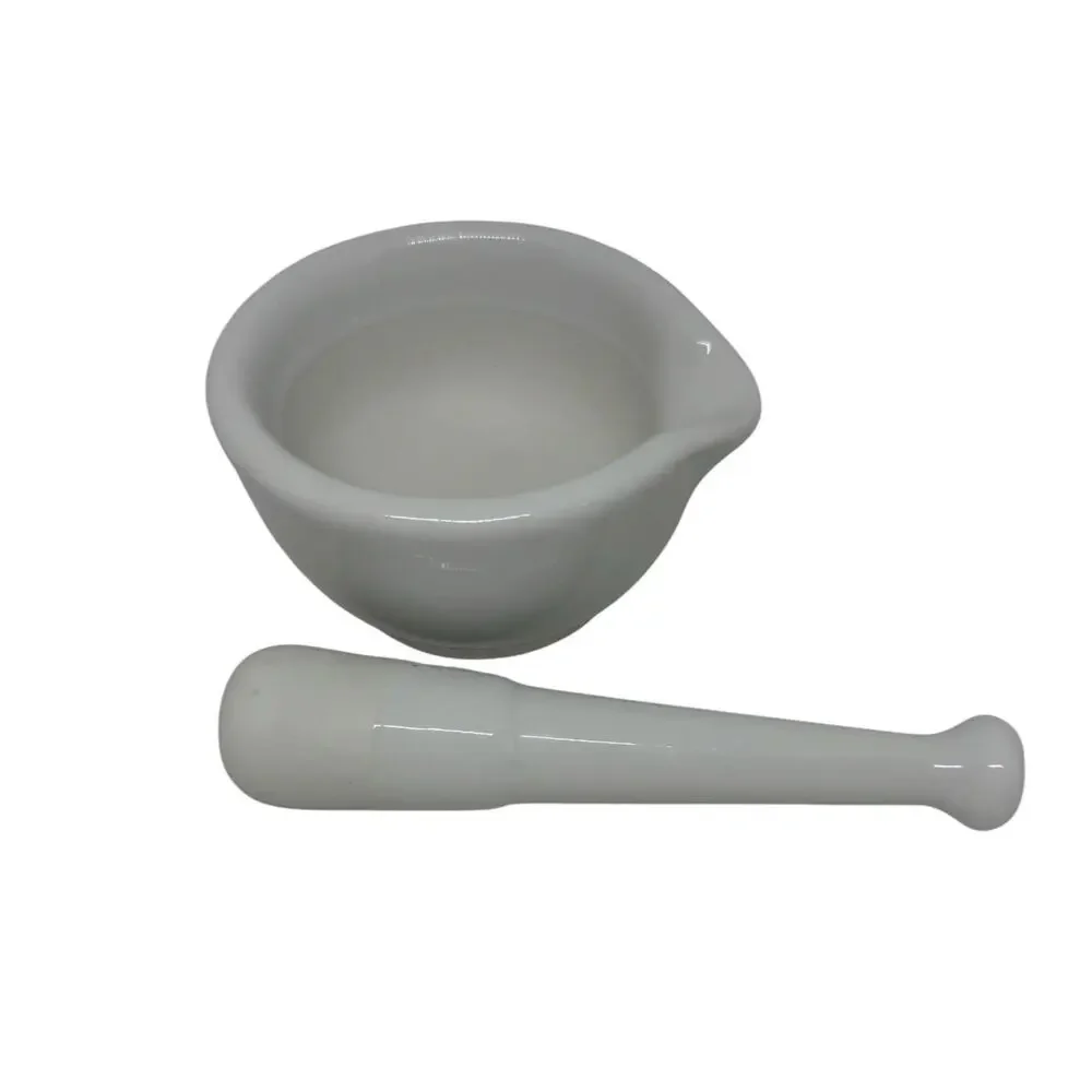 White Porcelain Mortar & Pestle Set, 5oz - Unglazed Grinding Surface Unbranded